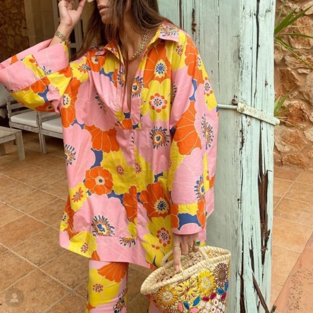Zara oversized floral printed retro tunic dress blogger favorite